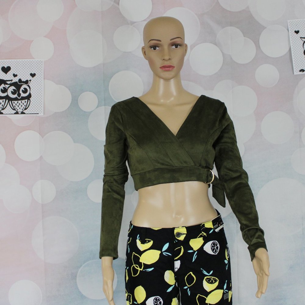 Bebe L/S Faux Suede Shell Top